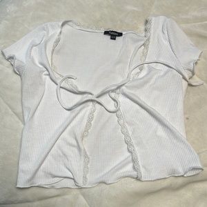 White xs tie up crop top